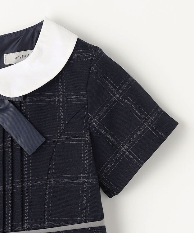 ANY KIDS ボレロ付き ワンピース グレー×ネイビーチェック