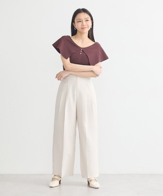 earth music&ecology ビッグカラーノースリニットトップス Brown