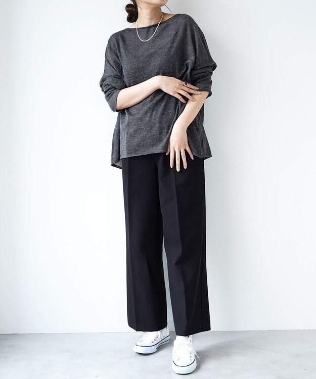 TOQUE 〈大草直子さんアドバイザー〉アルパカシルクニット 長袖 オーバーサイズ チャコール