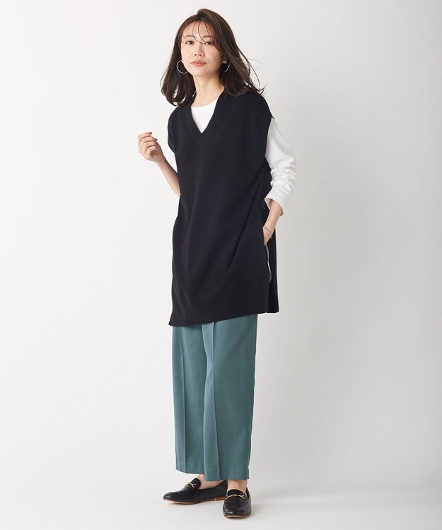 J.PRESS LADIES 【洗える】コットンセルロース チノ パンツ スモーキーグリーン系