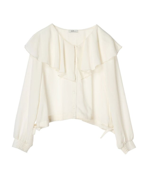 earth music&ecology ラッフルシアードロストブラウス Off White