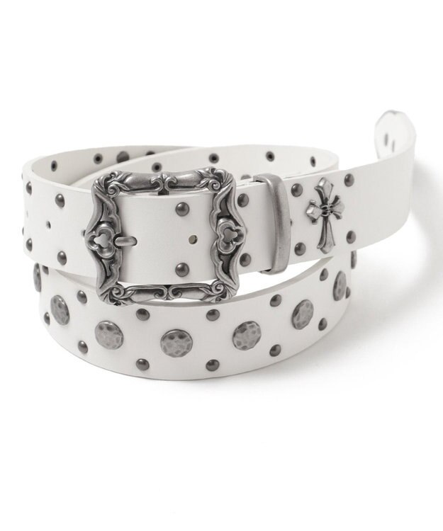 WEGO Mクロスモチーフスタッズベルト ホワイト
