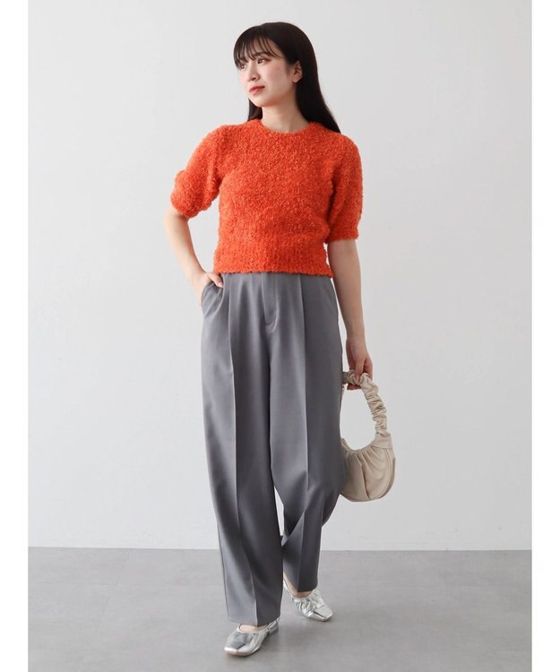 Green Parks テープヤーン半袖ニットプルオーバー Orange