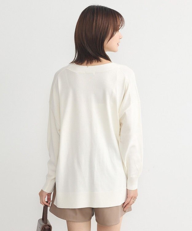 earth music&ecology レーヨンルーズＶネックカーディガン Ivory