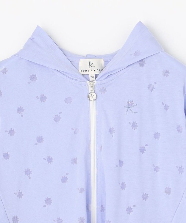 組曲 KIDS 【UVケア】【150-160cm】フラワーオパール パーカー サックスブルー系