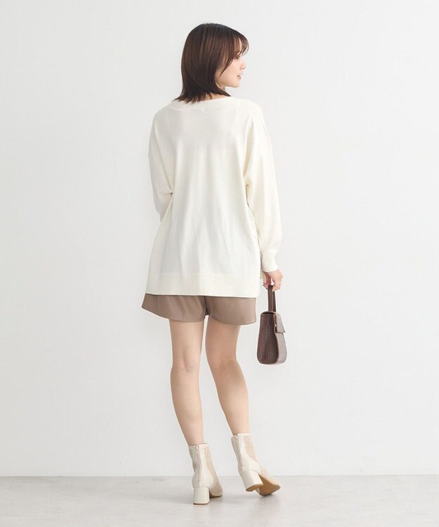 earth music&ecology レーヨンルーズＶネックカーディガン Ivory