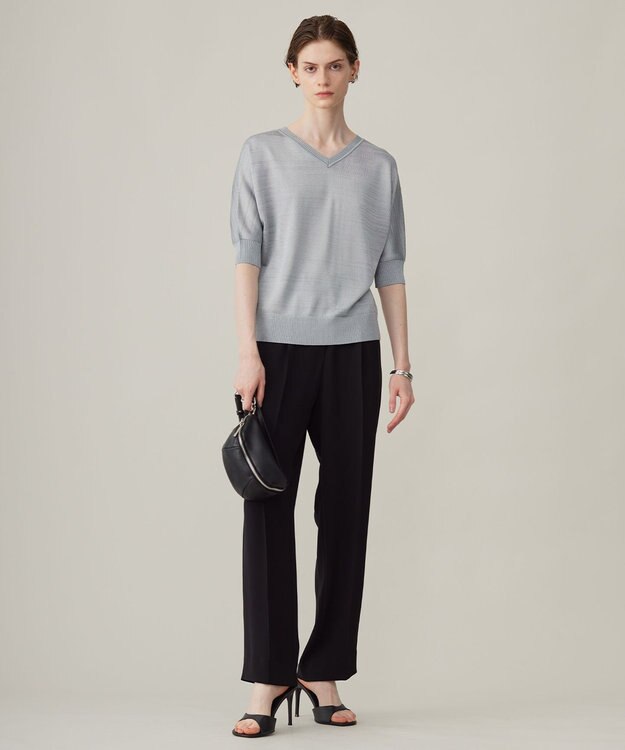 ICB L 【洗える】レーヨンブレンド ドルマンスリーブニット ミスト系