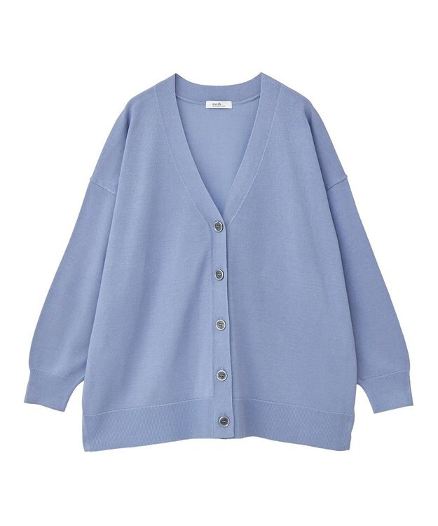 earth music&ecology レーヨンルーズＶネックカーディガン Sax