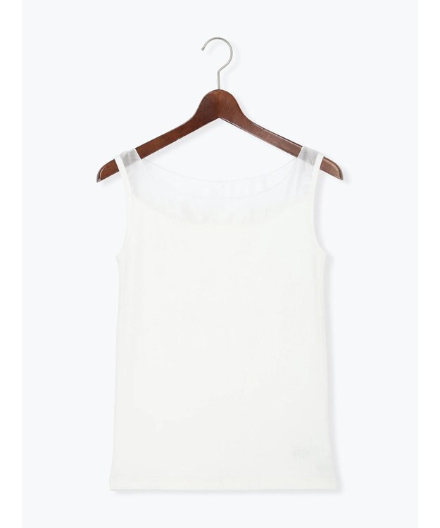 Te chichi 【接触冷感】シアー切替スクエアネックタンクトップ オフホワイト