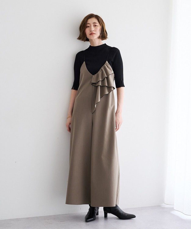 YECCA VECCA ハイネック5分袖リブニット Black