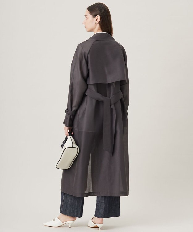 ICB シアーフォルムオーガン トレンチコート チャコール系