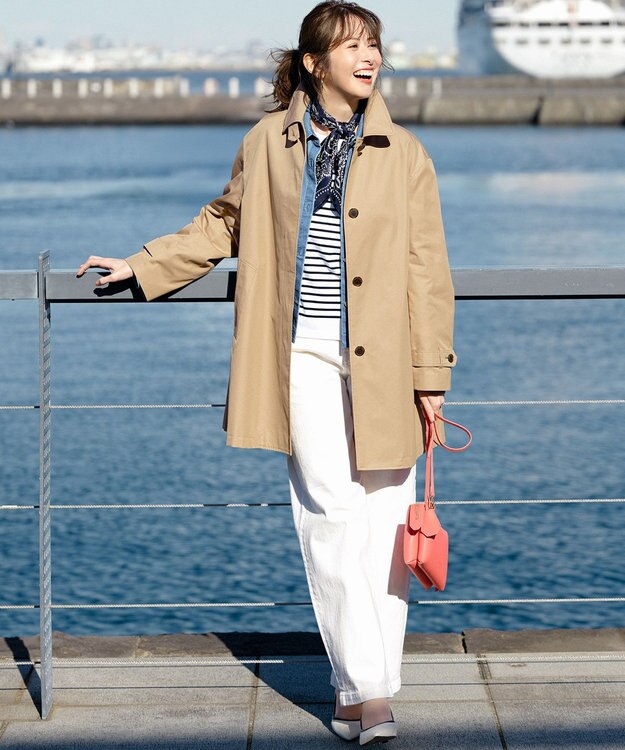 23区 エアータンブラー TCギャバジン ステンカラー コート キャメル系