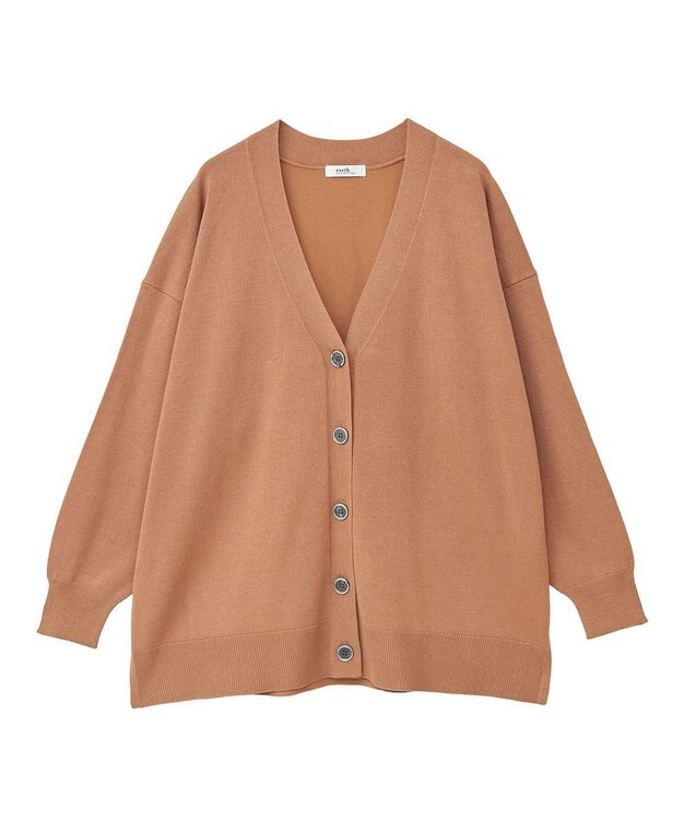 earth music&ecology レーヨンルーズＶネックカーディガン Camel