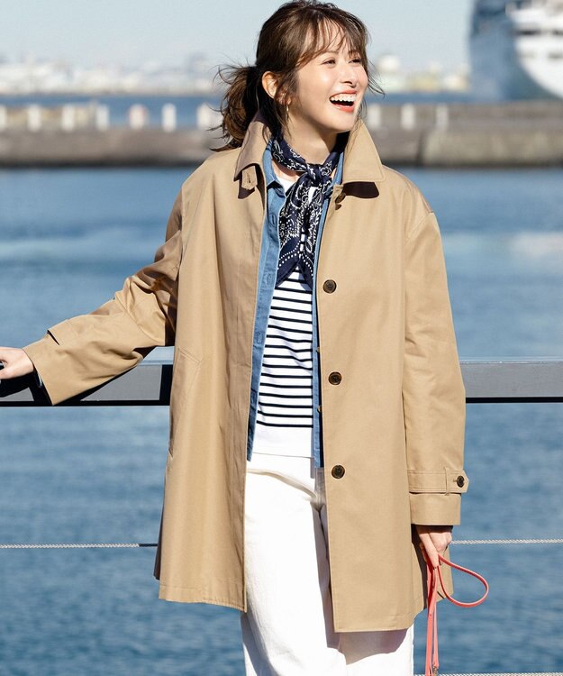 23区 エアータンブラー TCギャバジン ステンカラー コート キャメル系