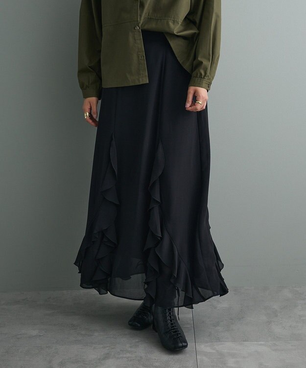CRAFT STANDARD BOUTIQUE ラッフルロングスカート Black