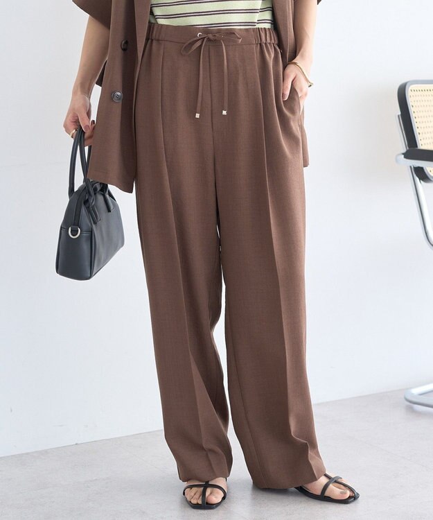 earth music&ecology 【セットアップ対応】リネンライクリラックスパンツ Brown