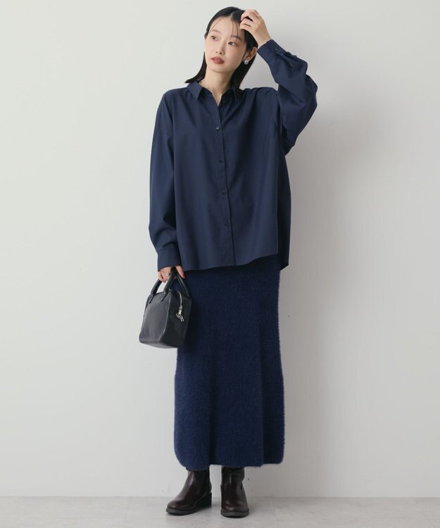 AMERICAN HOLIC イージーケアコクーンバックタックシャツ Navy