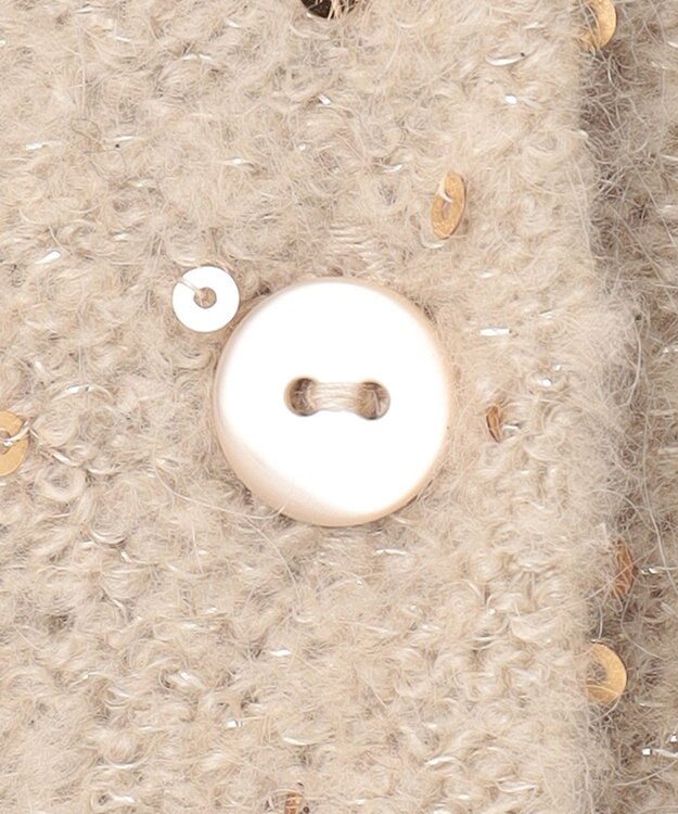 自由区 L 【アンサンブル対応・洗える】スパンコールニット カーディガン ベージュ