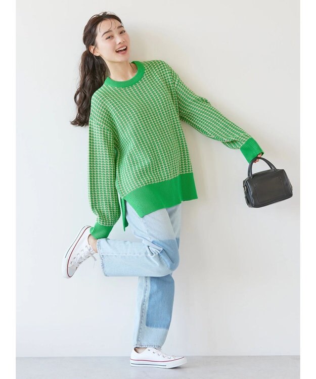 AMERICAN HOLIC 柄編ニットプルオーバー Green