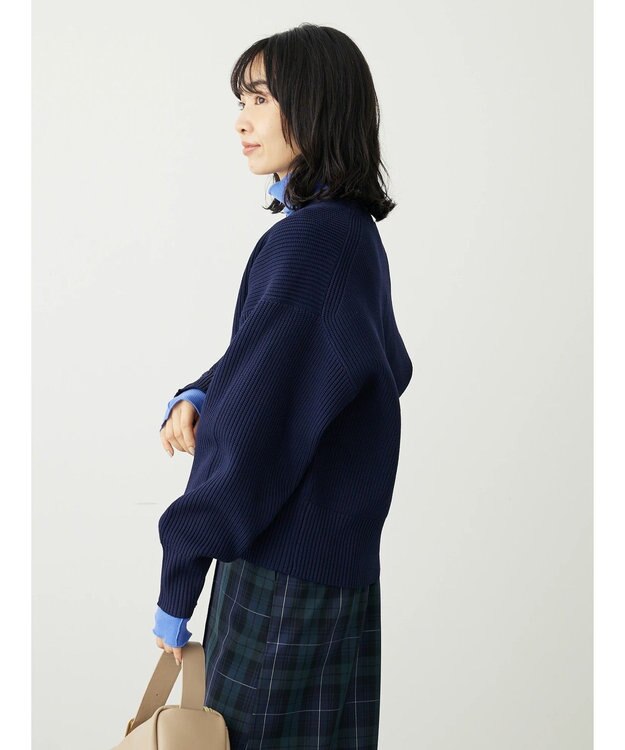 Green Parks スポンディシュ畦編みショート丈カーディガン Navy