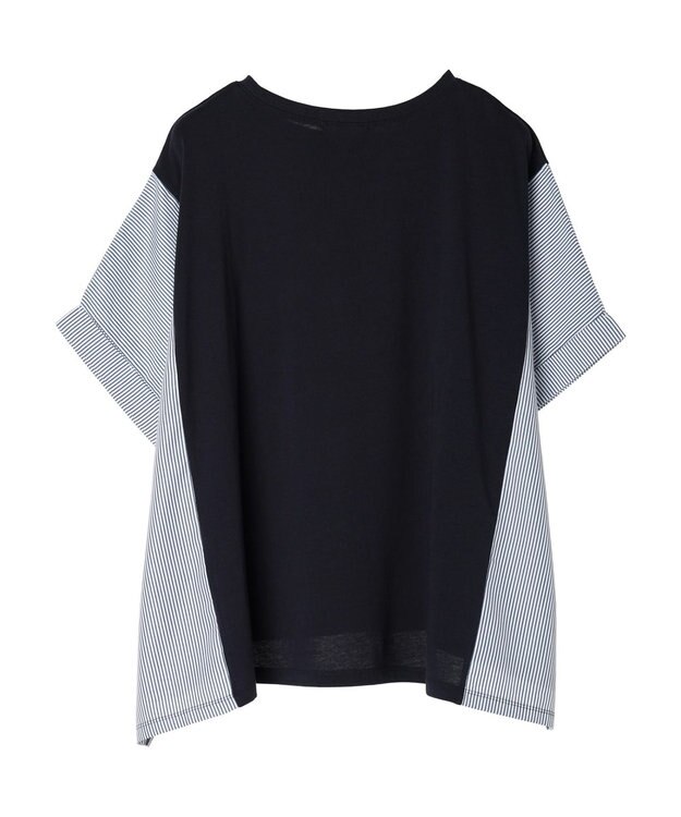 Green Parks 異素材脇切り替えドッキングプルオーバー Navy