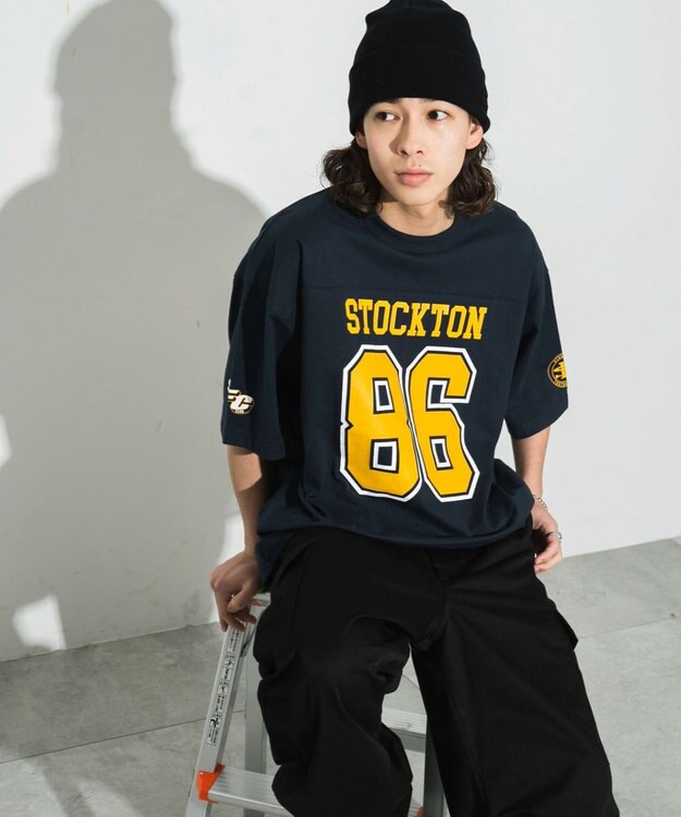WEGO 【ユニセックス着用ITEM/手洗い可/MLサイズ】フットボールBIG　T（S） ネイビー