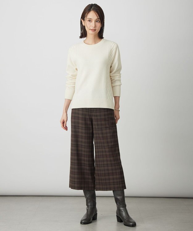 J.PRESS LADIES S milledタータンラメチェック クロップド パンツ ブラウン系