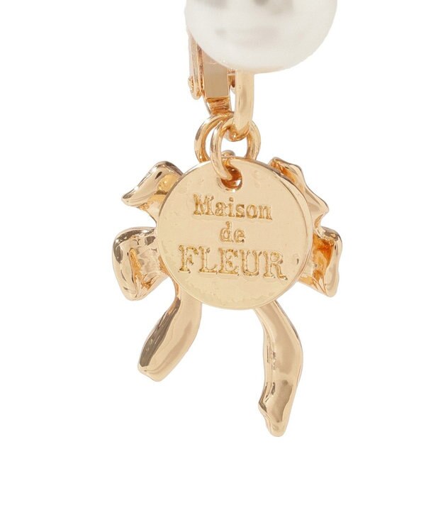 Maison de FLEUR カーリーリボンパールイヤリング Gold
