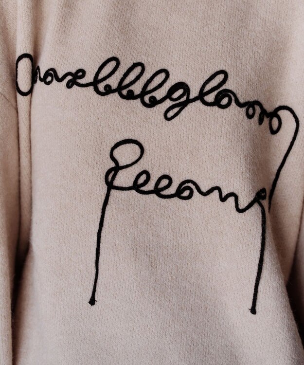 Tiaclasse 【洗える】テープ刺繍ロゴニットトップス ベージュ