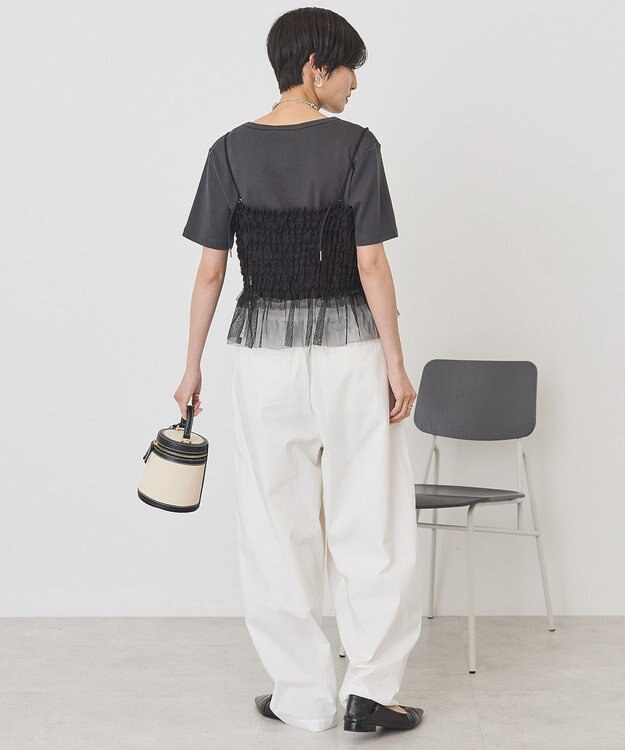 AMERICAN HOLIC 【2点セット】半袖Tシャツ＋チュールビスチェ Charcoal Gray