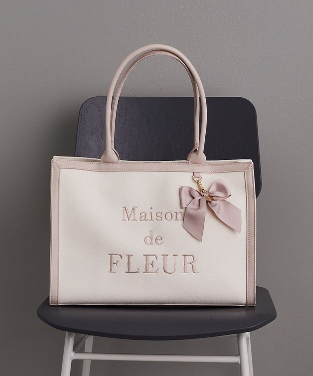 Maison de FLEUR ロゴ刺繍キャンバストートバッグ Pink