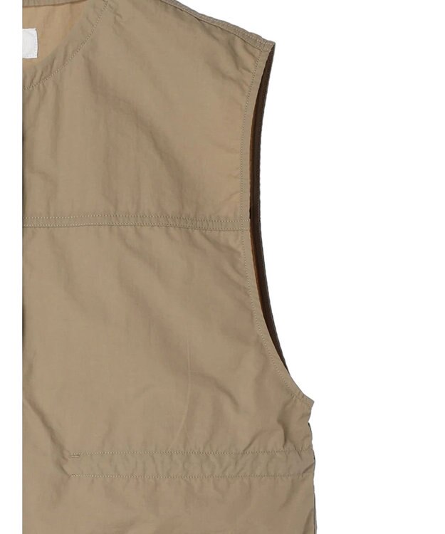 Green Parks ノーカラーミリタリーベスト Beige