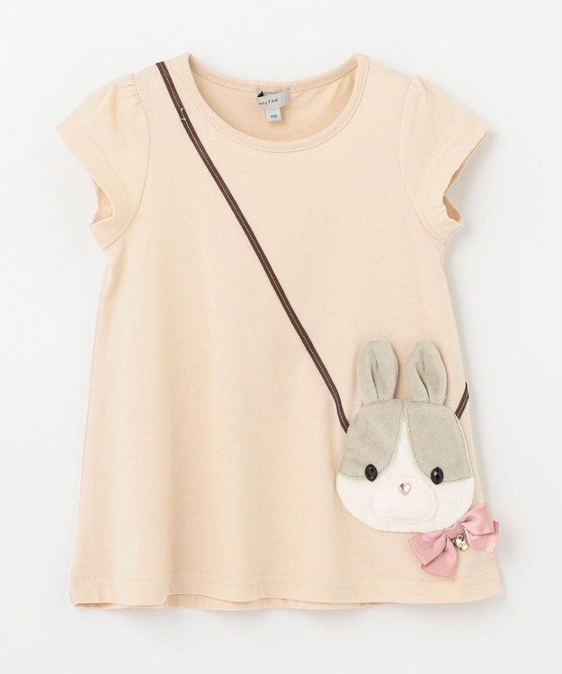 ANY KIDS アニマルポシェットTシャツ ベージュ（うさぎ）