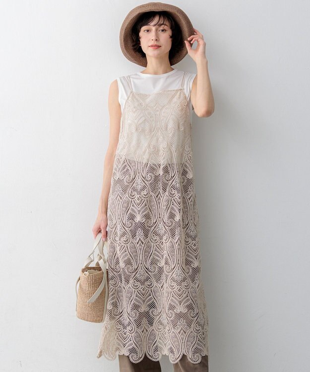 23区 【先行予約】ペイズリーレース キャミソールワンピース ベージュ系