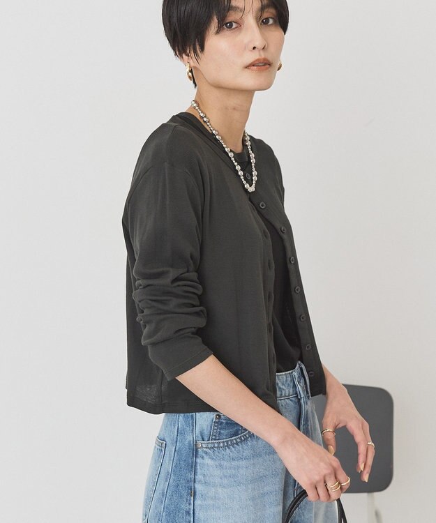 AMERICAN HOLIC 【２点セット】リンガーＴシャツ＋カーディガン Black