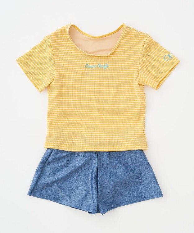 OP／FILA 【Ocean Pacific】ニットボーダーTシャツ風水着 イエロー