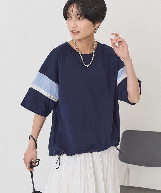 AMERICAN HOLIC 異素材ラインプルオーバー Navy