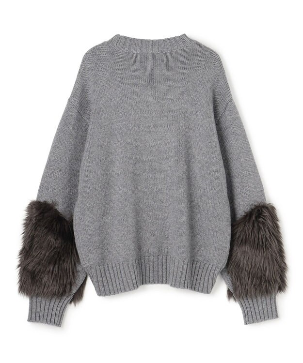 BEIGE， 【洗える】CHESTER / フェイクファーVネックカーディガン Md.Gray