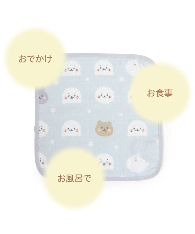 Mother garden しろたん 総柄 ガーゼハンカチ 四重ガーゼ ベビータオル グレー