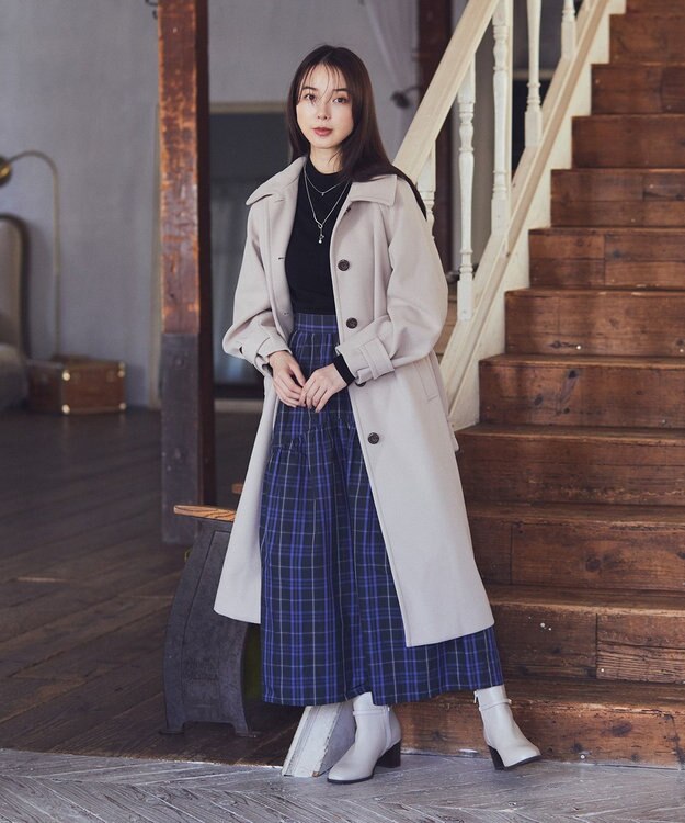 earth music&ecology 2WAYカラーロングコート ベージュ