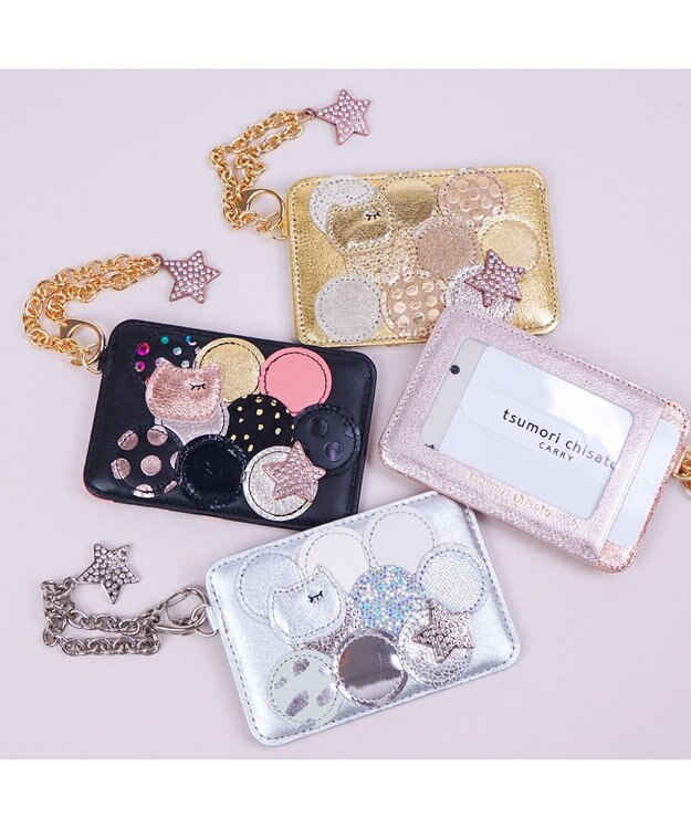 tsumori chisato CARRY 新マルチドット パスケース 定期入れ 【キラキラでかわいい！本革のやわらかな風合い】 ブラックⅡ