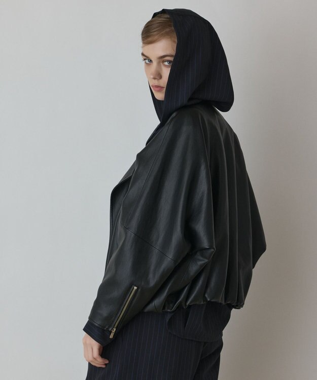 GRACE CONTINENTAL フェイクレザーライダース ブラック