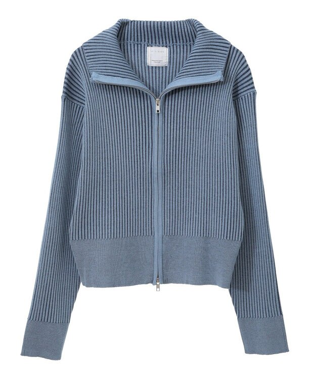 Green Parks 配色リブＺｉｐニットカーディガン Blue