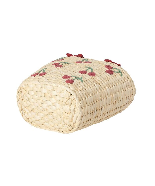 Maison de FLEUR チェリー刺繍メイズカゴバッグ Red