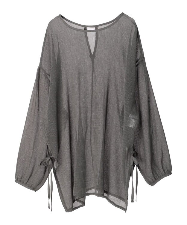 Green Parks 前後２Ｗａｙ　シフォンプリーツチュニック Charcoal Gray