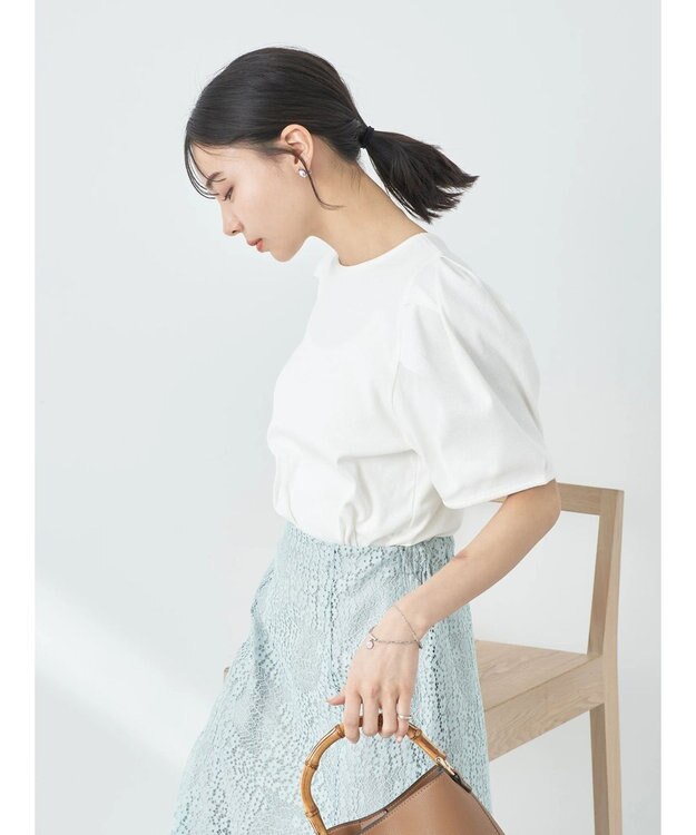 earth music&ecology パワーショルダーリブプルオーバー Ivory