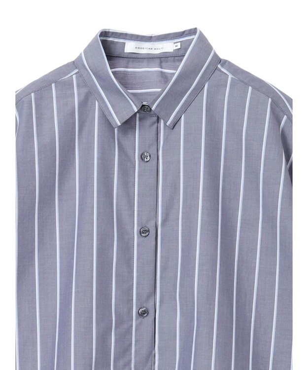 AMERICAN HOLIC イージーケア５分袖バックタックシャツ Stripe Navy