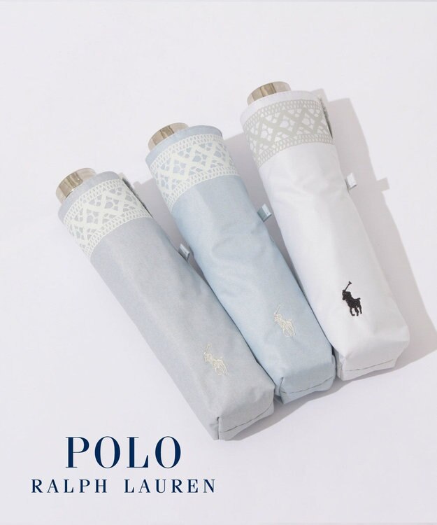 MOONBAT 【WEB限定/ 遮光率100％/遮熱/UV】POLO RALPH LAUREN（ポロ ラルフローレン）晴雨兼用日傘 ワンポイント ポロポニー レース 折りたたみ傘