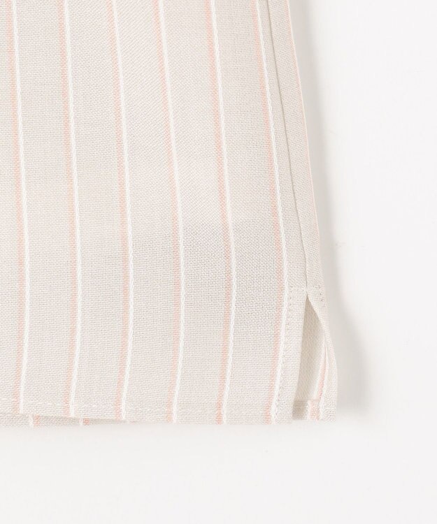 J.PRESS LADIES L 【洗える】シアーストライプ＆チェック ブラウスライク カットソー グレージュストライプ系