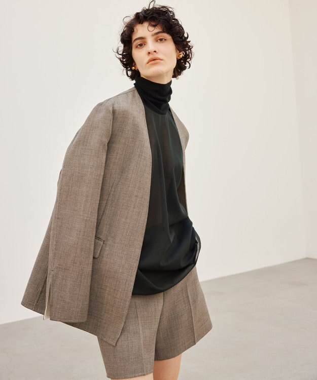 BEIGE， GRANET / ノーカラーリバージャケット Taupe×Ecru